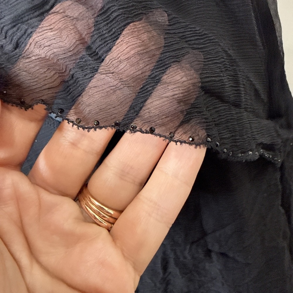 Saja 100% Silk Whimsigoth Boho‎ Dress S Black Fairy Grunge Tiered Witchy Beaded - Picture 5 of 9